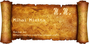 Mihai Mietta névjegykártya